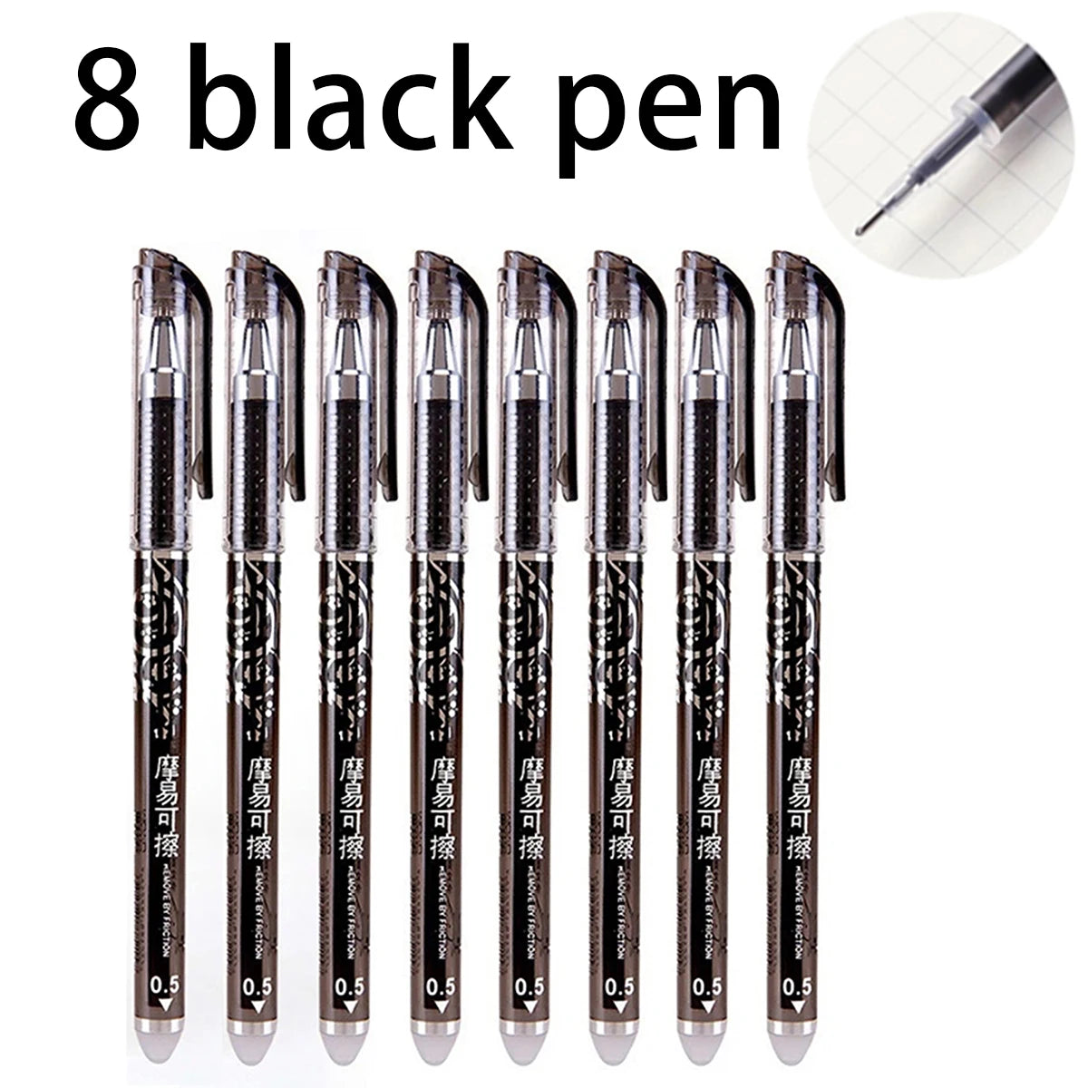 Erasable Gel Pens Refills Set 0.5 Mm Fine Point Blue/black Kawaii Ballpoint Pen for Writing Stationery Office School Supplies Qme 8 black needle