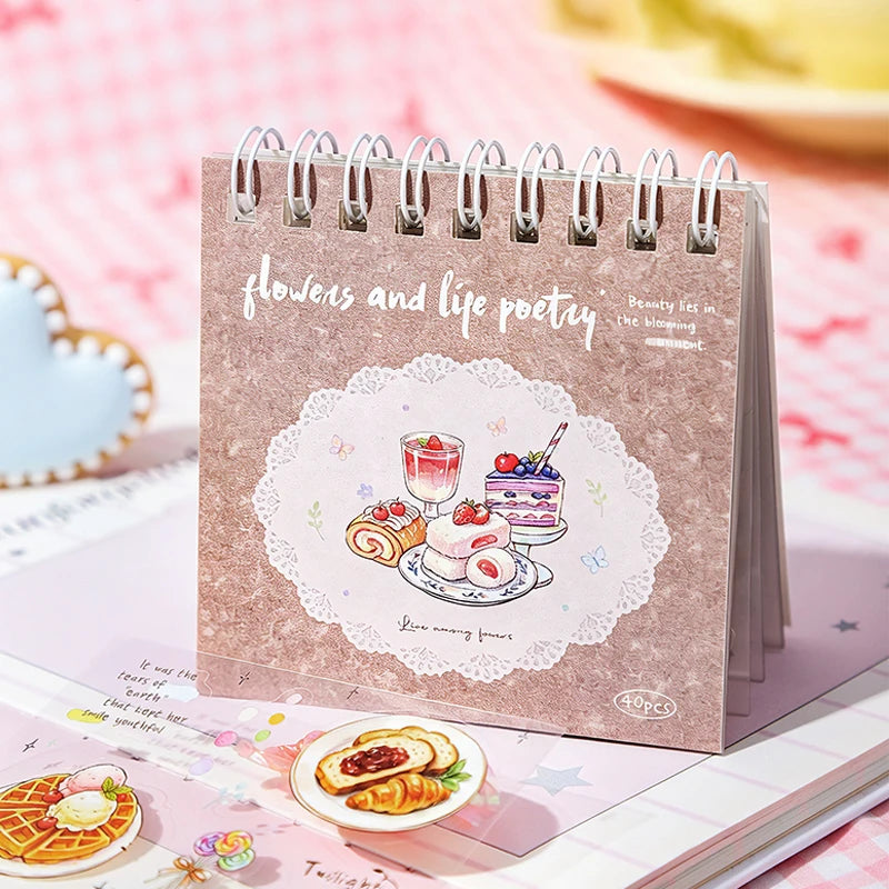 Vintage Cute Pre-Cut Food & Floral Sticker Book, Decor Stickers for Junk Journals, Phone Cases & Photo Albums Qme