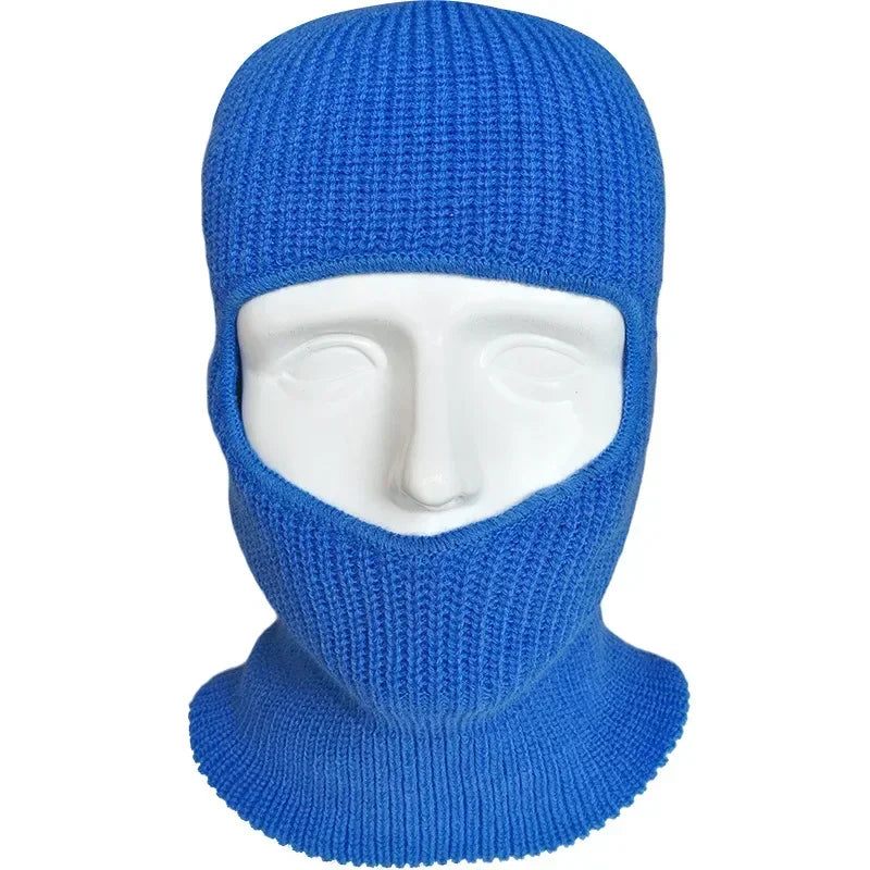 1 Hole Knitted Full Face Cover, Winter Balaclava, Warm Knit Thermal Ski Neck Gaiter for Outdoor Sports Qme baolan color 2pcs