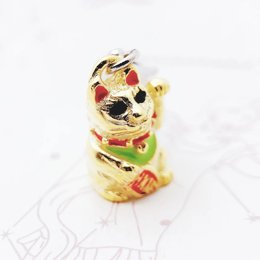 Lovely Cartoon Lucky Cat Toy Charm Pendant For Women Men Lover 925 Sterling Silver Gift Qme