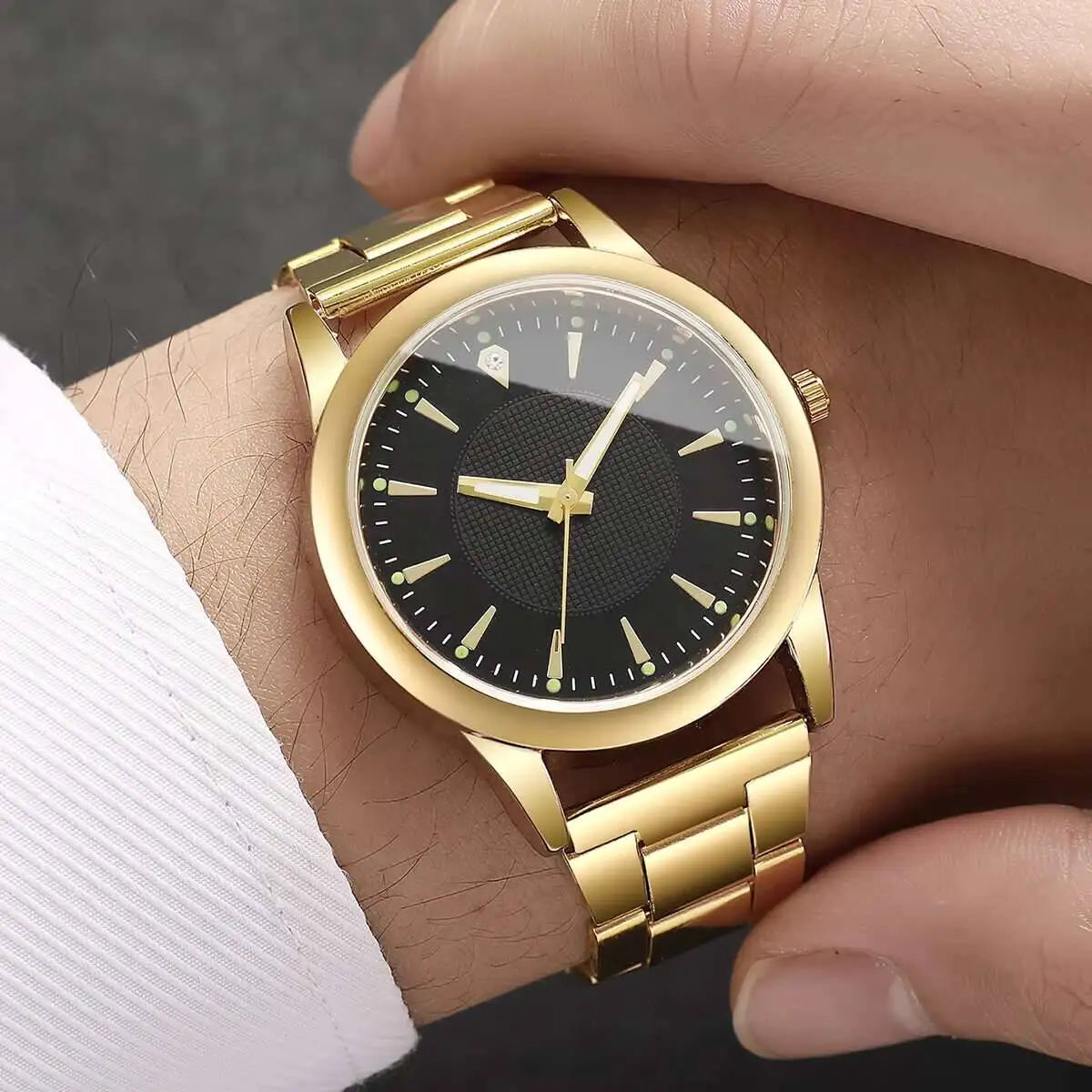 Moda masculina relógios de negócios mostrador simples relógio de quartzo masculino reloj hombre (sem caixa) Qme