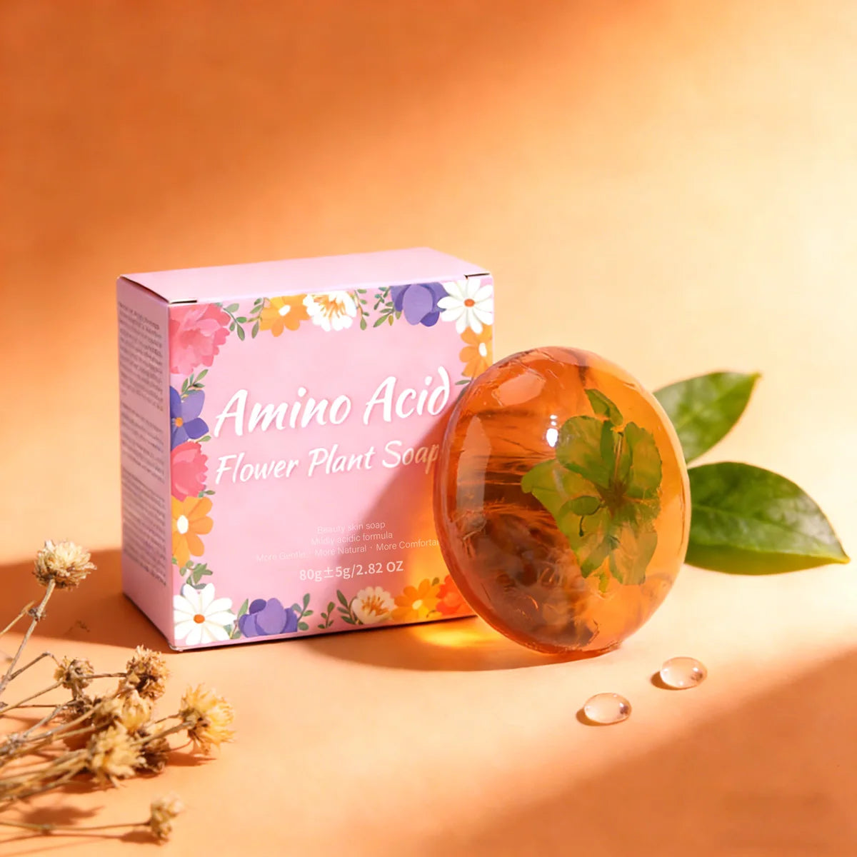 Natural Handmade Amino Acid Flower Soap Coconut Oil Moisturizing Qme 80g