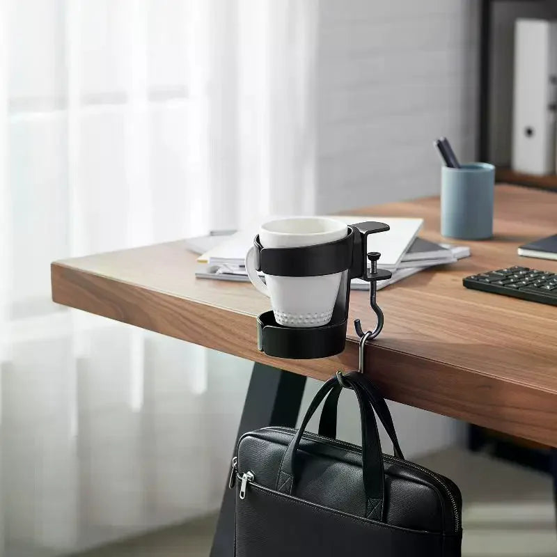 1 PCS Clip On Desk Cup Holder No Drill Anti-Spill Design For Home Office Gaming Desks Storage Rack Qme
