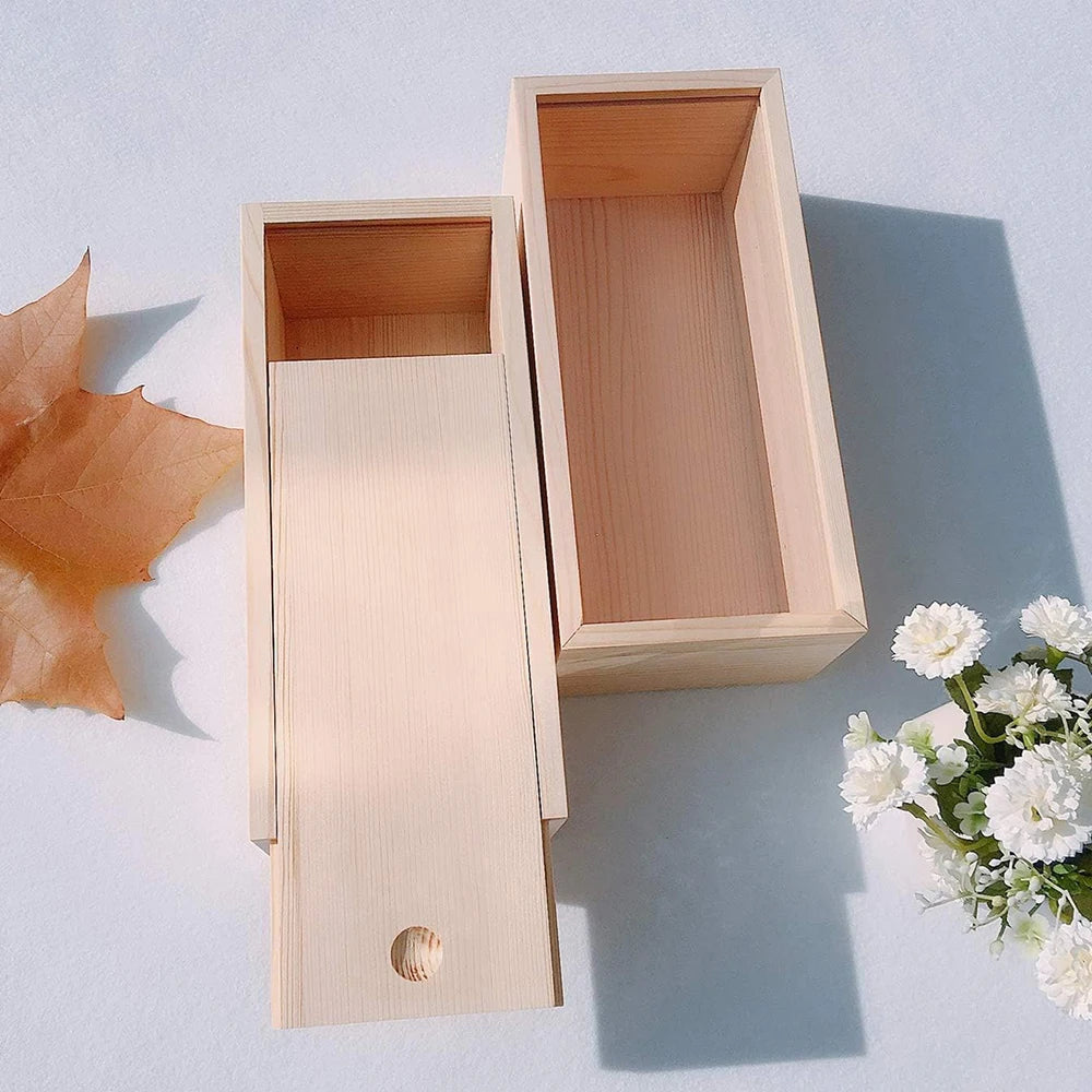 Pine Pull Box Sliding Cover Wooden Box Wooden Storage Box Wooden Storage Box Wooden Box Gift Jewelry Box Qme
