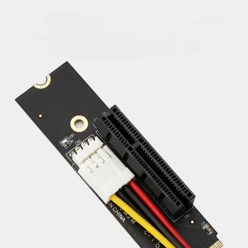 Newest NGFF M.2 To PCI-E 4X Riser Card M2 M Key To PCIe X4 Adapter with LED Indicator SATA Power Riser for Bitcoin Miner Mining Qme