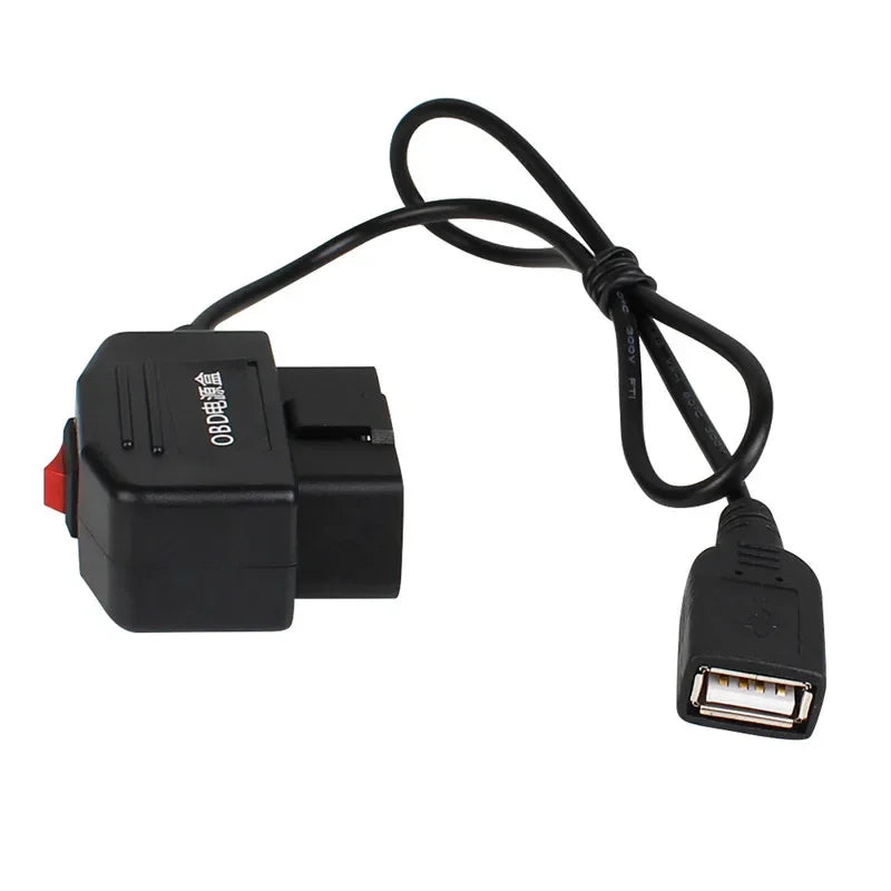2PCS 24 Hours Parking Monitoring 5V 3A USB Car Charge Cable OBD Hardwire Kit with Switch Wire for Dash Cam Camcorder Vehicle DVR Qme 2PCS