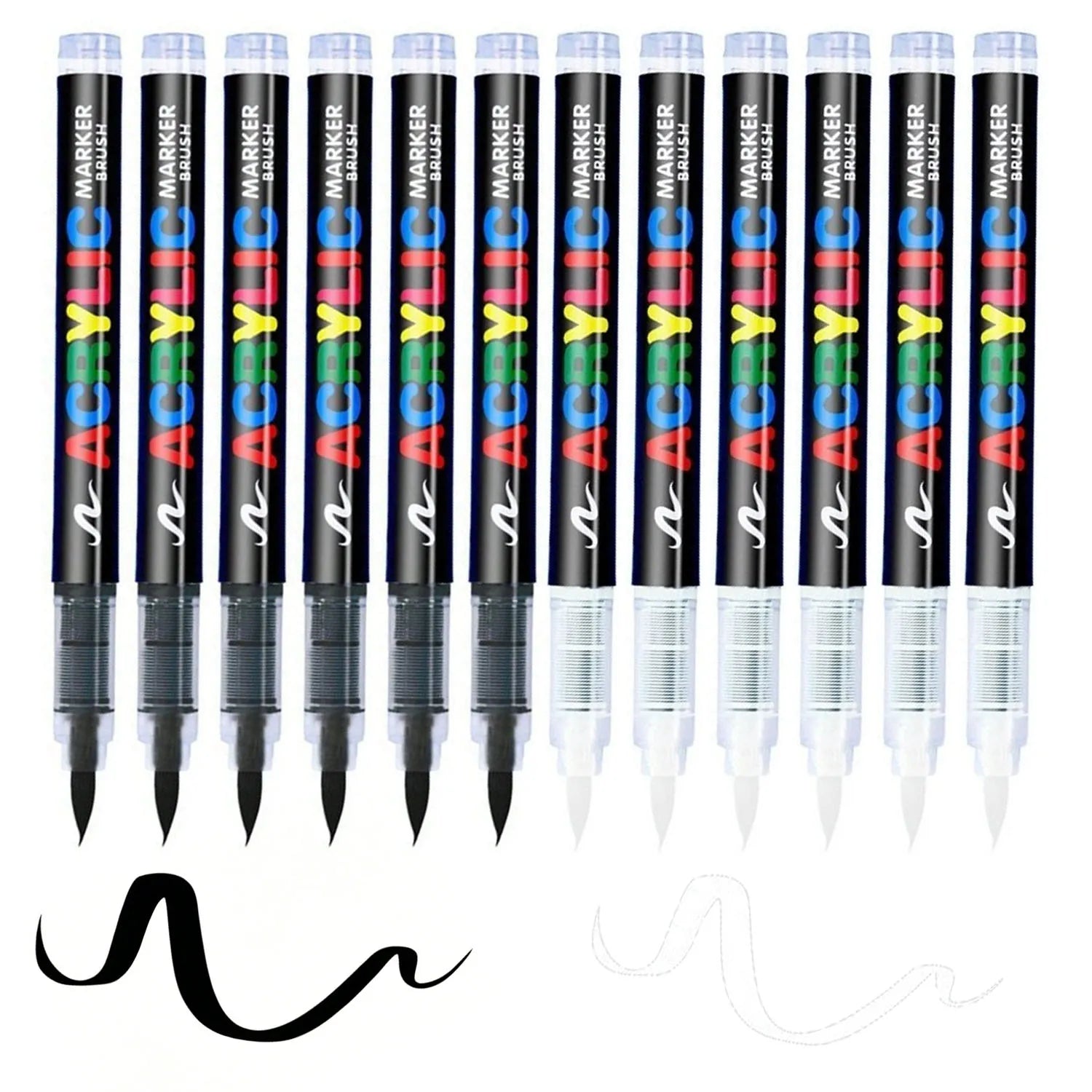12 Pcs Black/White Premium Soft Tip Acrylic Marker Set Black White Acrylic Markers for Wood Ceramic Festival Craft Making Qme