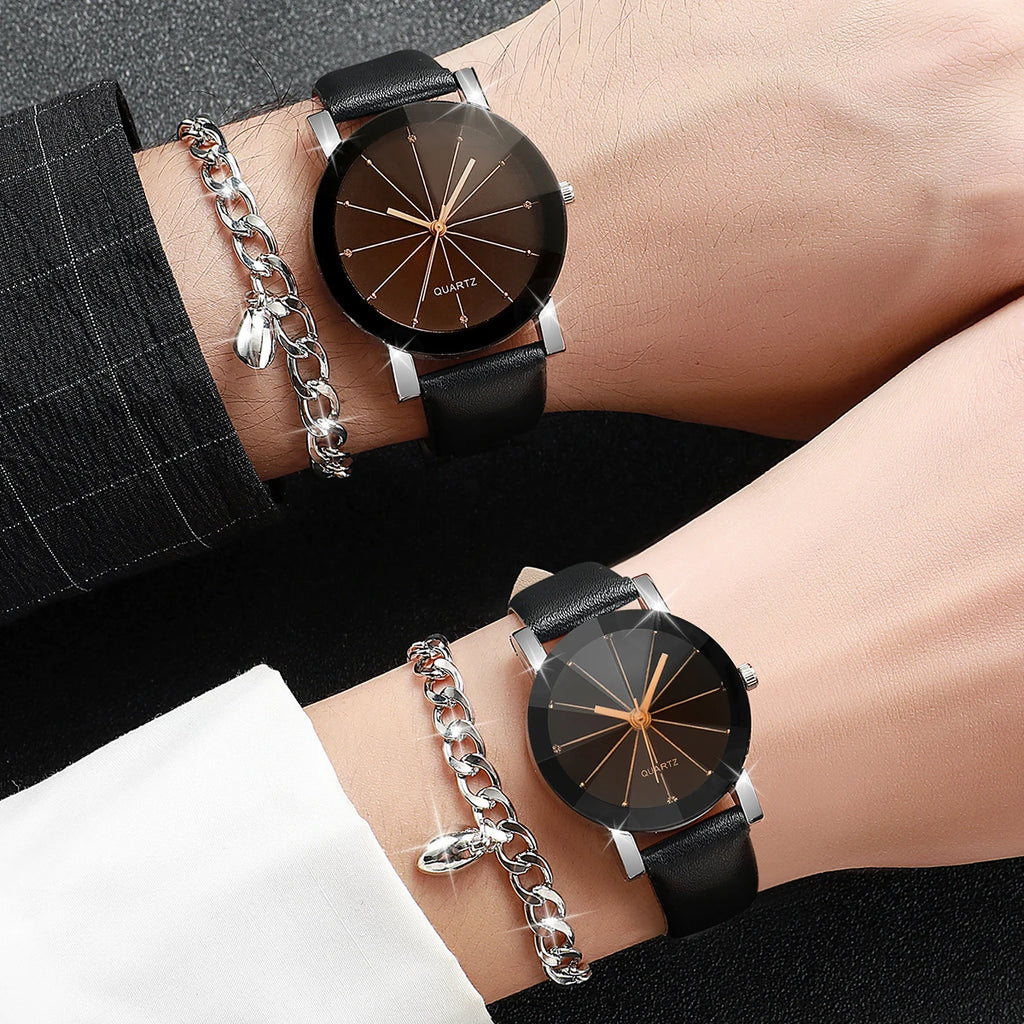 4 P S Casal Rel Gios Moda Strass Homens Mulheres Pulseira De Couro Qme