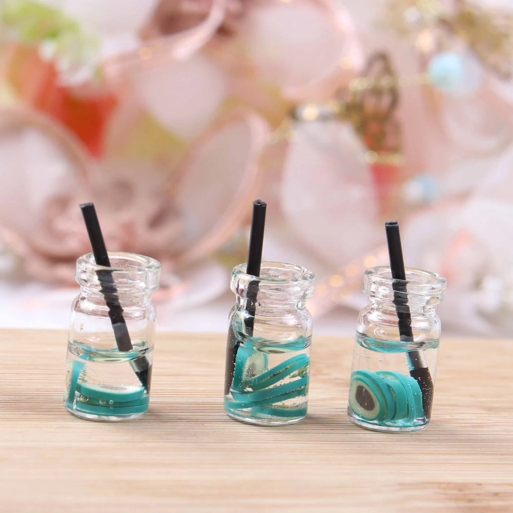 Cute Simulation Fruit Slice Drink Bottle Resin Charms Small Transparent Mini Jar Handmade Jewelry DIY Accessories Qme