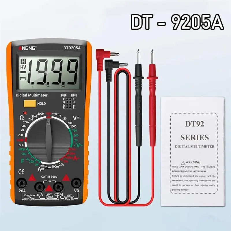 DT9205A Digital Multimeter True RMS Professional /DC Current Tester Capacitor Voltage Meter Detector Tools. Qme A1 Yellow