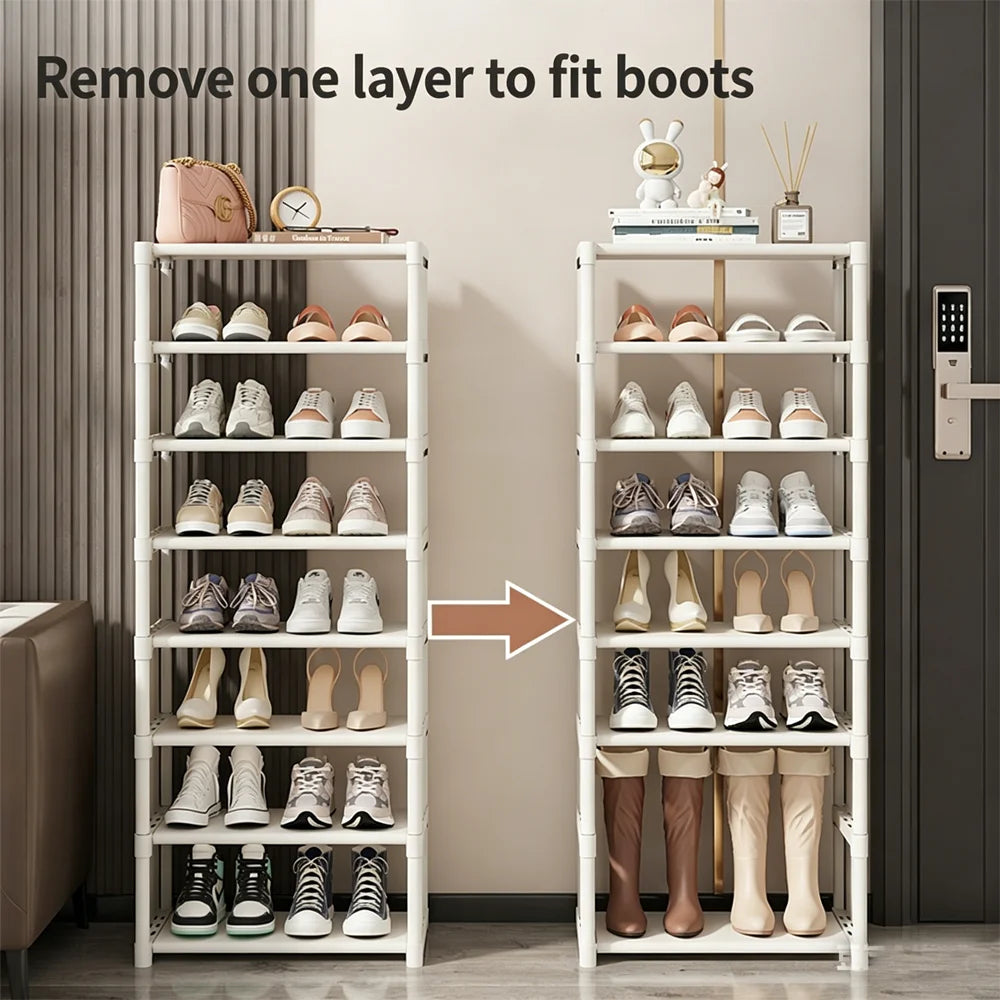 Simple Space Saving Shoe Rack Multi-Layer Shoe Shelf for Entryway & Dorm Room Home Storage Organizer for Slippers & Shoes Qme