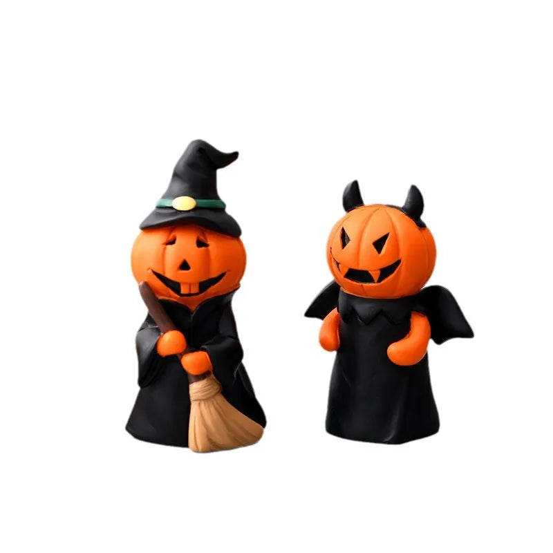Halloween Resin Ornaments Pumpkin Ghost Witch Dolls Desktop Decor Qme