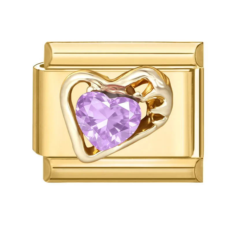 2026 Fashion Unique Colorful Luxury Gems Zircon Gold Color Italian Charm Links Fit 9MM Stainless Steel Bracelet DIY Making Gifts Qme Style 3