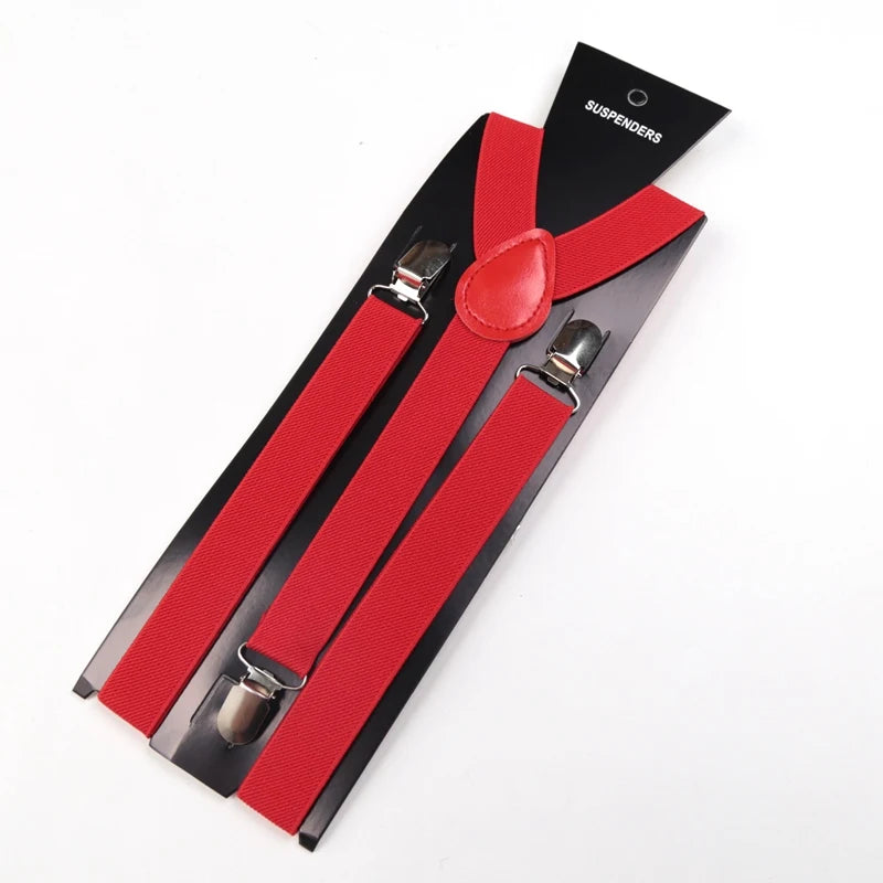 30 Colors Vintage Suspenders Men Women Adult Y Back Adjustable Straps Qme Red