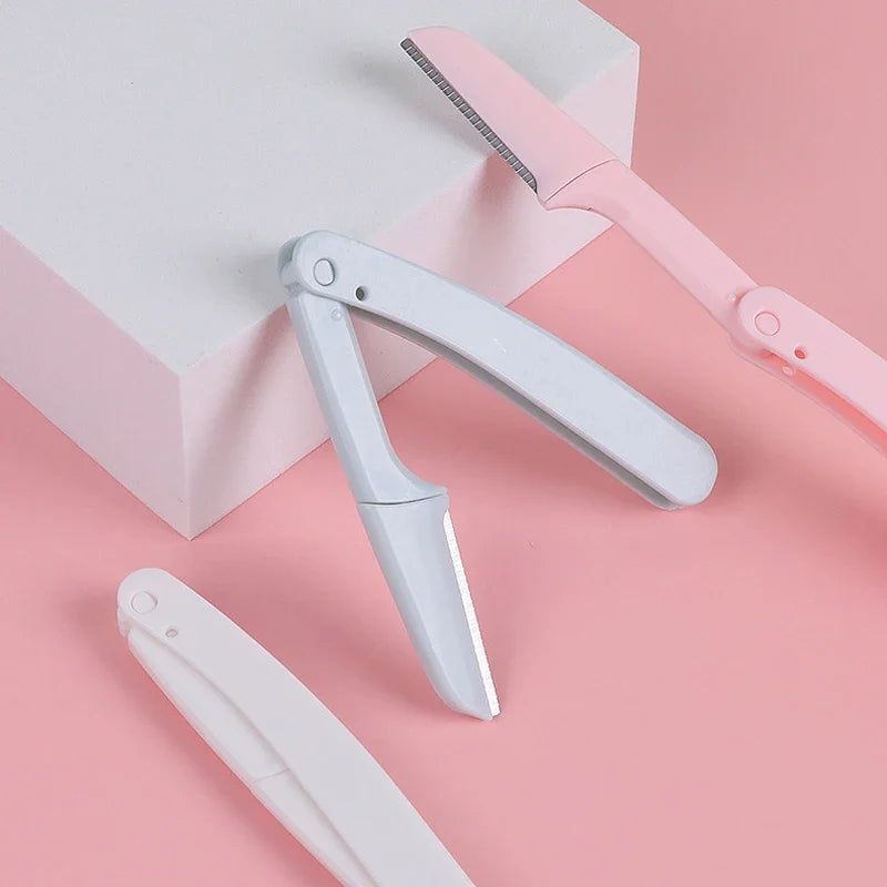 Fold Eyebrow Trimmer Scissors Hair Remover Comb Razor Clip Makeup Qme