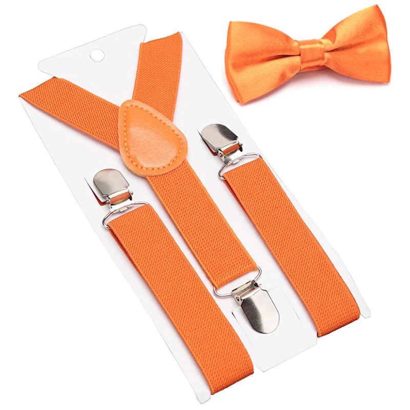 Suspenders Bowtie Kids Boy Girl Childrens Christmas Designer Qme Orange