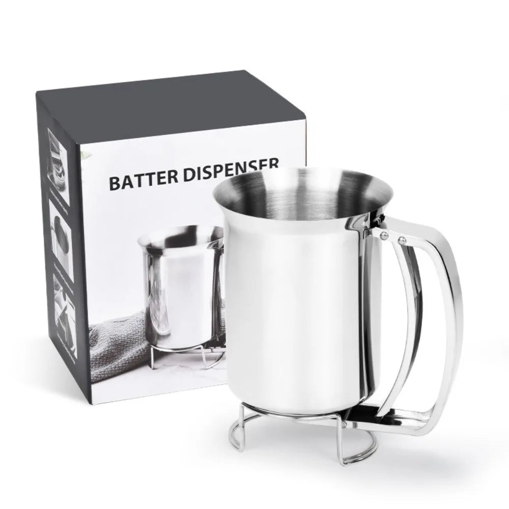 Stainless Steel Batter Dispenser Reusable Food Grade Pancakes Waffles Qme Silver