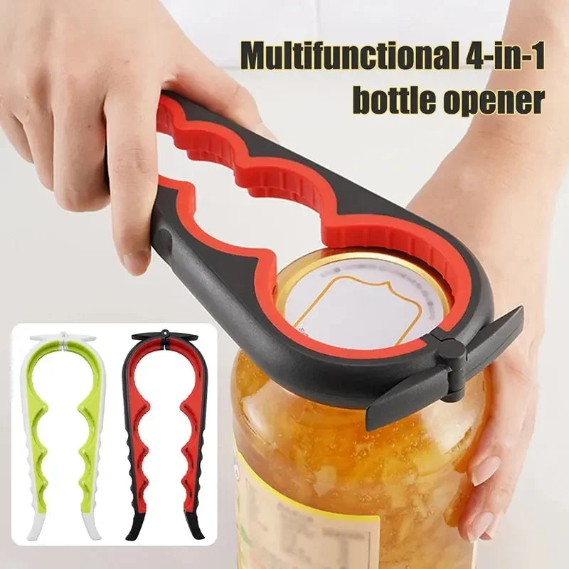 4-in-1 Multi-function Can Bottle Opener Anti-slip Cap Twister Qme Color random