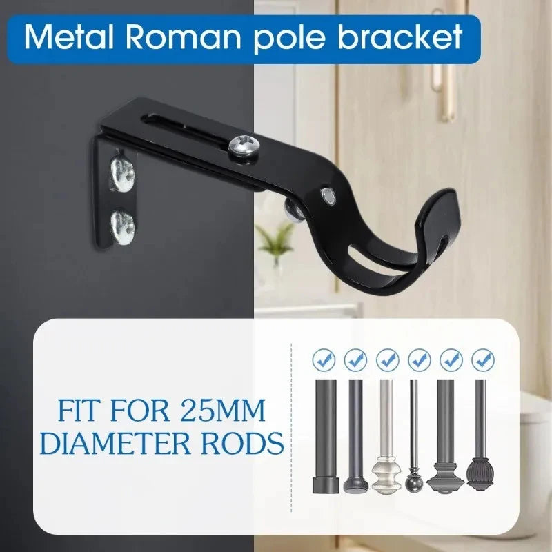 Wall-mounted Curtain Rod Support Extendable Metal Roman Pole Bracket Qme