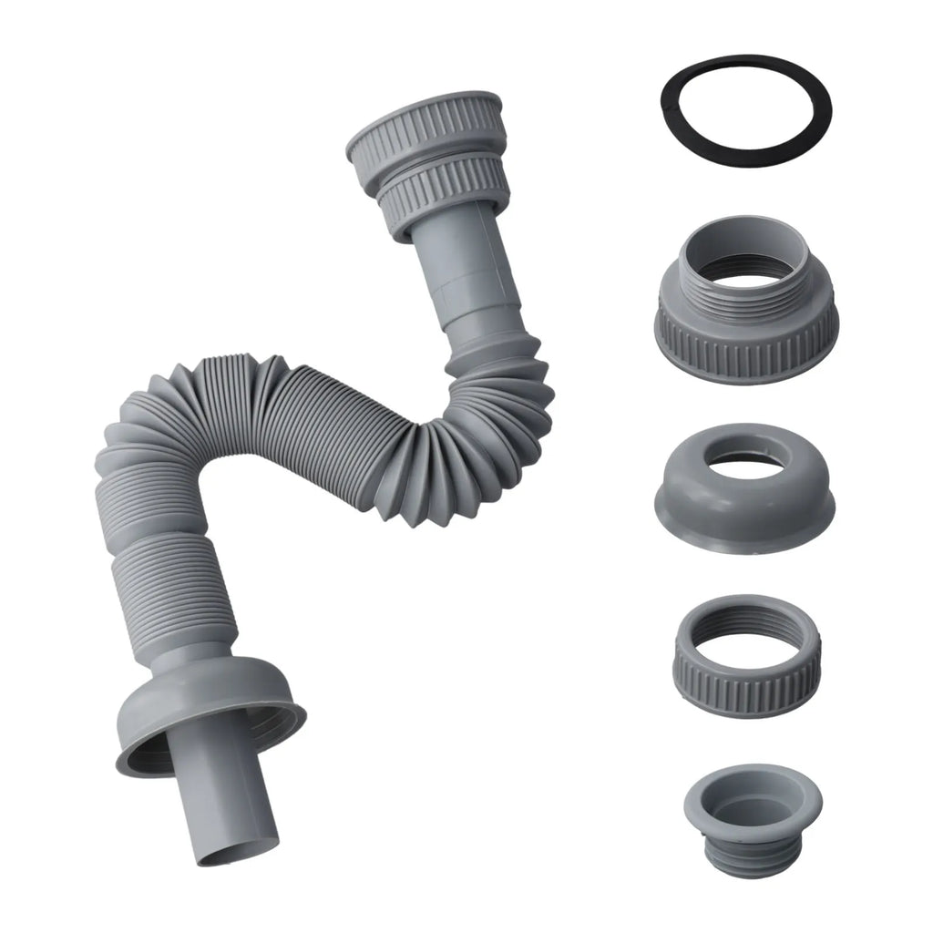 1 Set Kitchen Sink Drain Pipe Expandable Connecting Hose Suitable 32/45/56mm Interface Wash Basin Sewer Drainer Accessories Qme Default Title