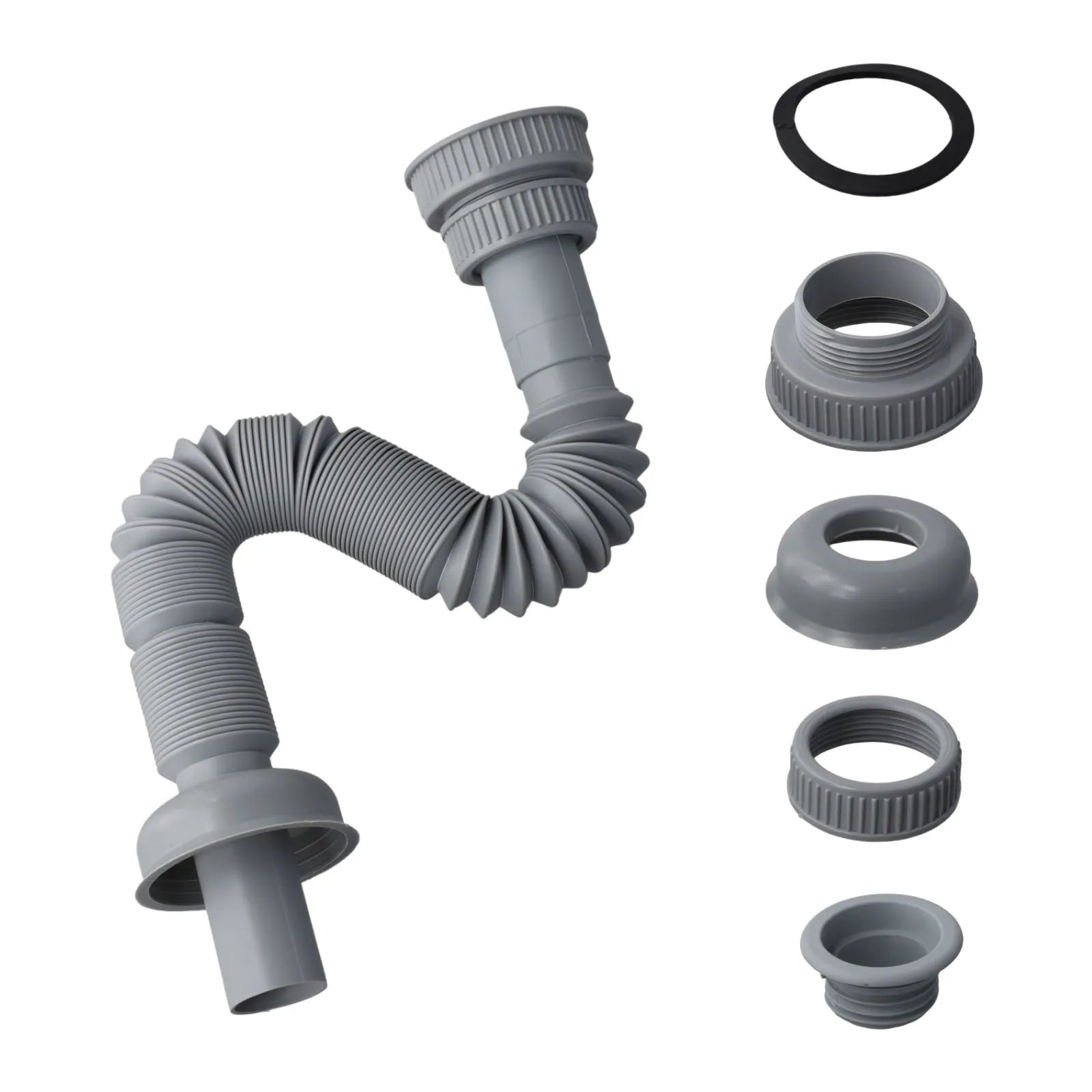 1 Set Kitchen Sink Drain Pipe Expandable Connecting Hose Suitable 32/45/56mm Interface Wash Basin Sewer Drainer Accessories Qme Default Title