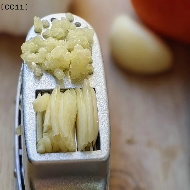 Aluminum Alloy Garlic Press Ergonomic Handle Cleaning Brush Home Qme