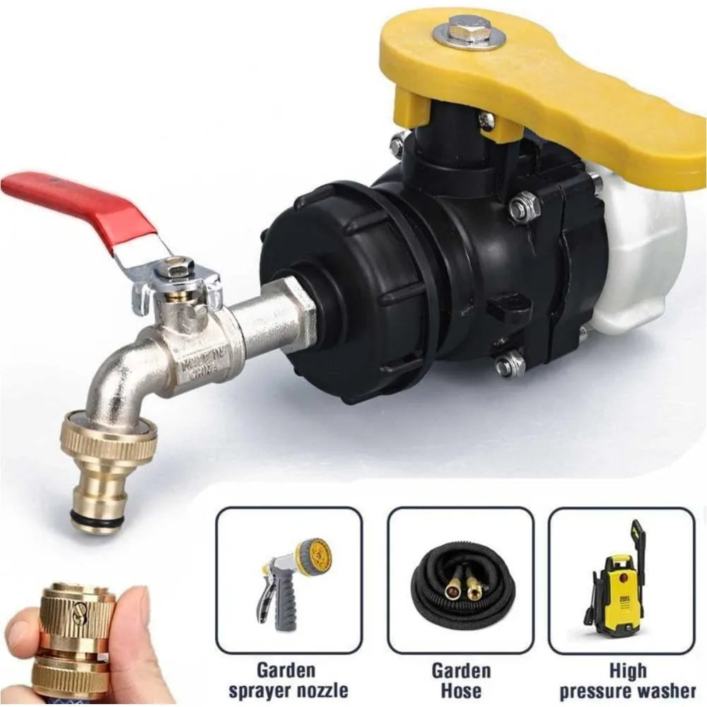 1/2'' 3/4'' Coarse Thread IBC Tank Tap Connecter Water Hose Coupling Adapter Garden and Home Valve Replacement accessory Qme