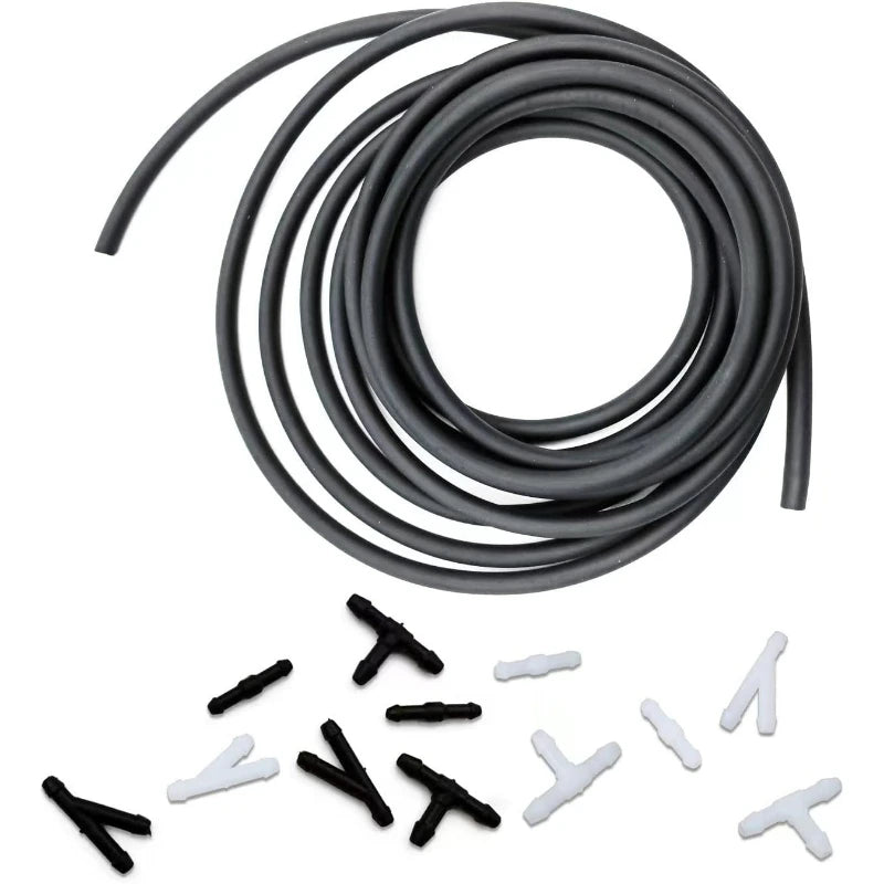 Windshield washer fluid hose, suitable for most car windshield washer hoses, includes a nozzle and a hose clamp Qme Black