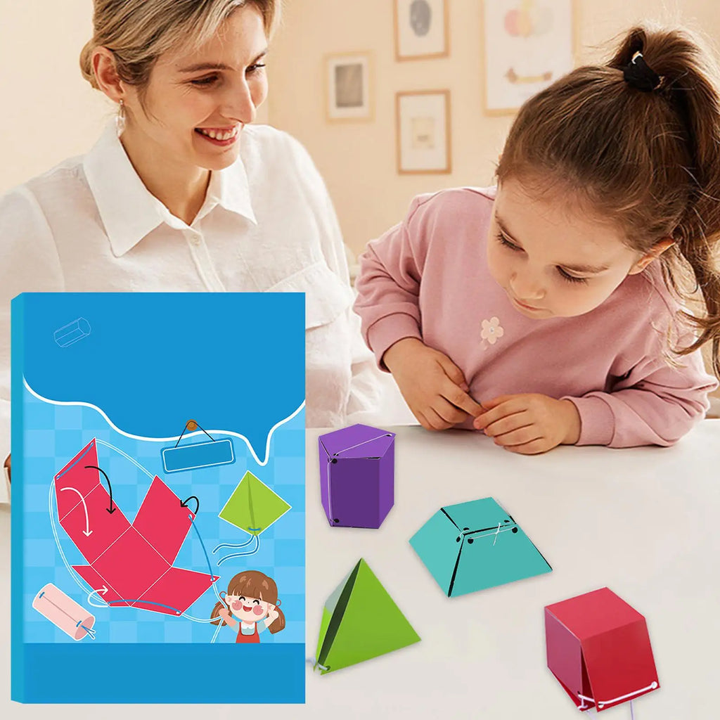 Geometry Learning Aids 3D Geometry Learning Book with Pull String Educational Space Thinking Training Game for Kids Girls Boys Qme