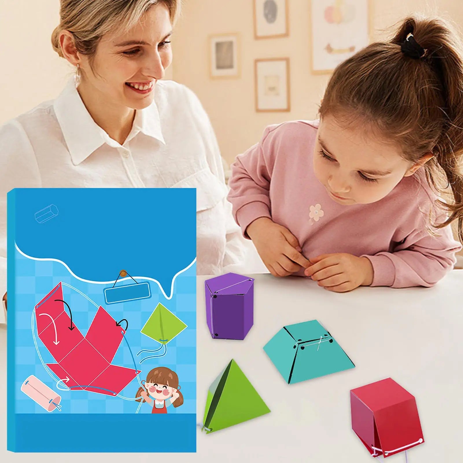 Geometry Learning Aids 3D Geometry Learning Book with Pull String Educational Space Thinking Training Game for Kids Girls Boys Qme