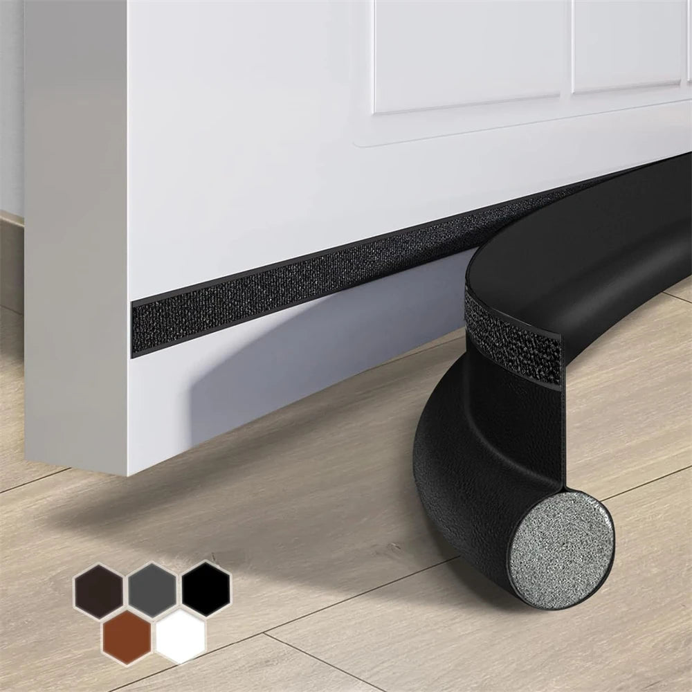 1-4pcs Self Adhesive Door Bottom Weatherstrip Sound Insulation Flexible Windproof Under Door Draft Rubber Foam Seal Strip Qme Single black 1pc