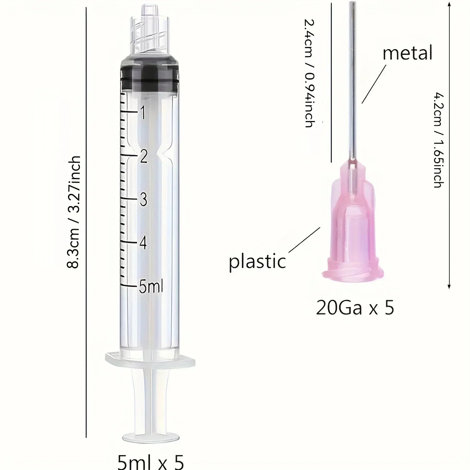 5 Pack 5ML/CC Premium Ink Filling Syringe with Blunt Needle Tip for Fountain Pen Qme