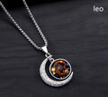 12 Constellation Luminous Necklace Zodiac Signs Jewelry Crescent Moon Pendant Glow In The Dark Necklace Birthday Gifts Unisex Qme Leo