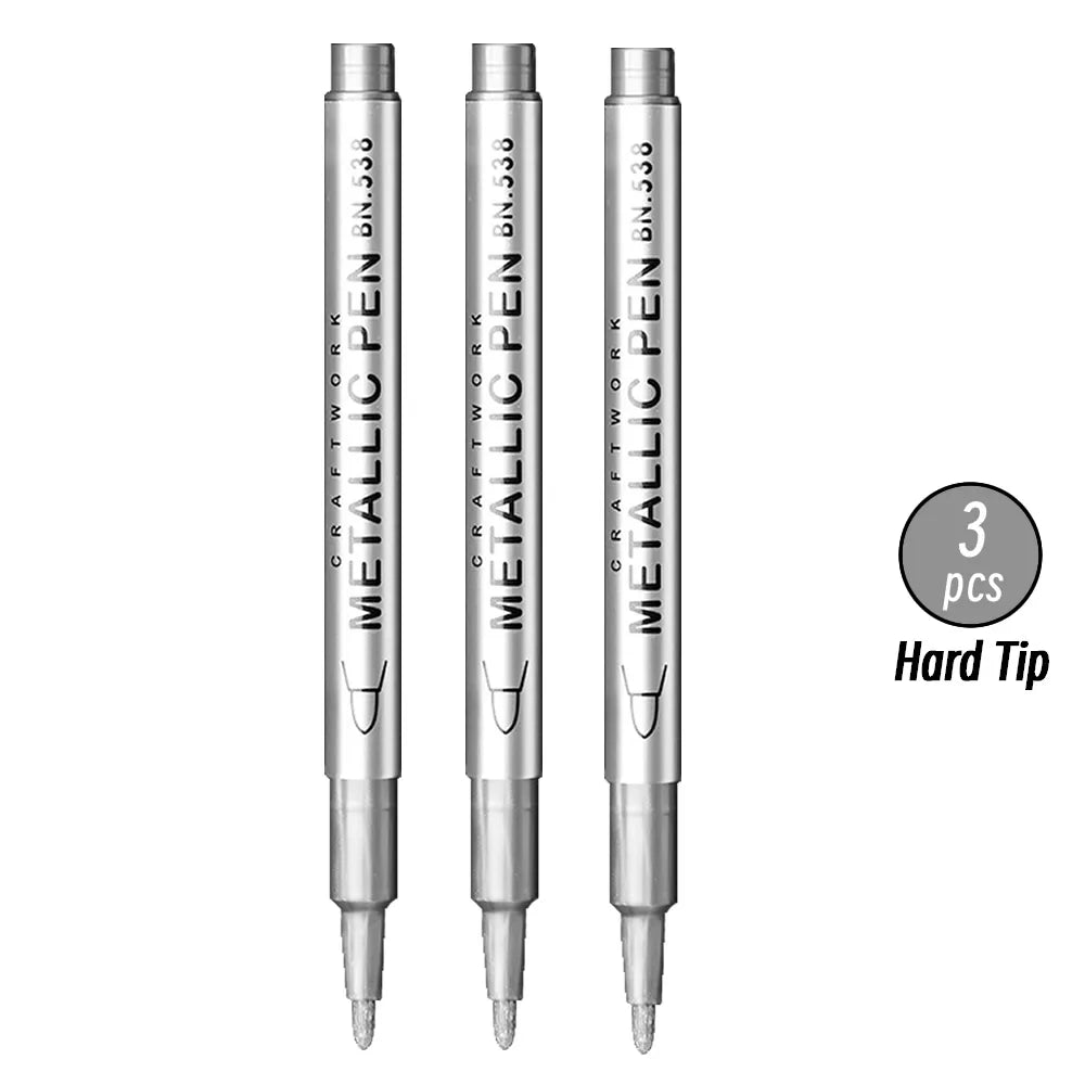 Brush Metallic Paint Marker Pens Gold Silver Permanent Art Manga