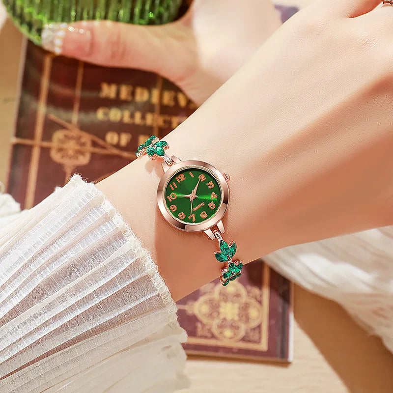 Elegant Arabic Dial Women Watches Luxury Rhinestone Bracelet Strap Ladies Quartz Watch Reloj Mujer Girls Clock Gift（Without Box） Qme