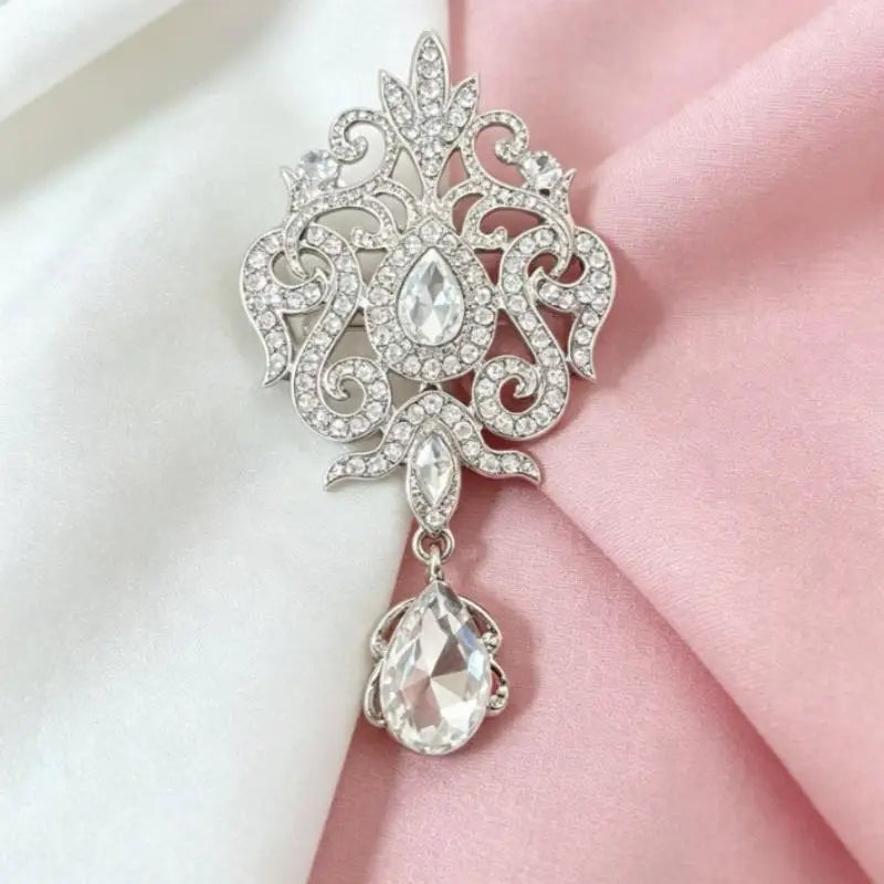 Vintage Gold Silver Color Crystal Brooches For Wedding Women Party Dress Rhinestone Bridal Bouquet Water Drop Brooch Pins Qme A2
