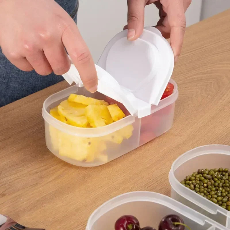 Double-compartment Airtight Food Storage Container Lid Plastic Flip Qme