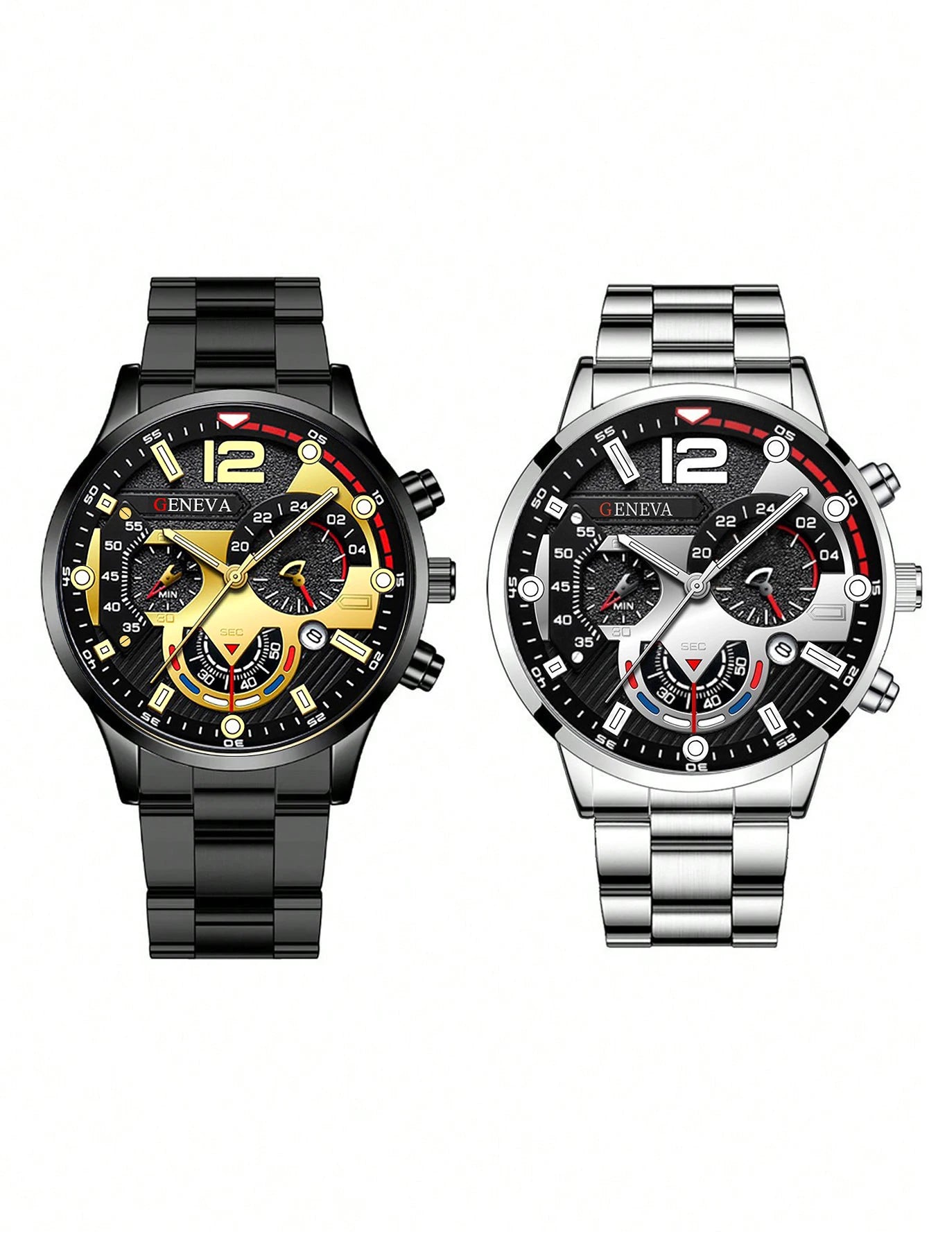 Men's Quartz Watch And Ring Set Stainless Steel Band Suitable for Daily Wear Birthday Gift Box Not Included Qme