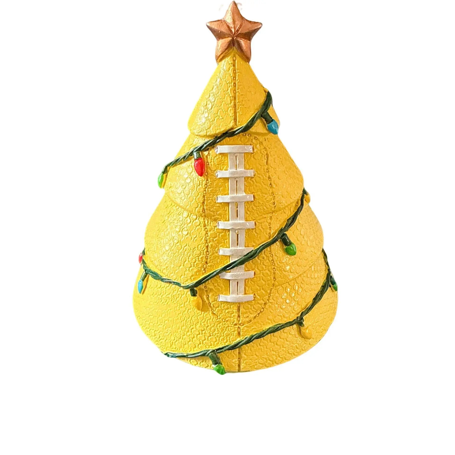 Unique Football Basketball Theme Resin Crafted Christmas Tree Ornament for Indoor Decorations Christmas Tabletop Decoration Qme YELLOW One Size