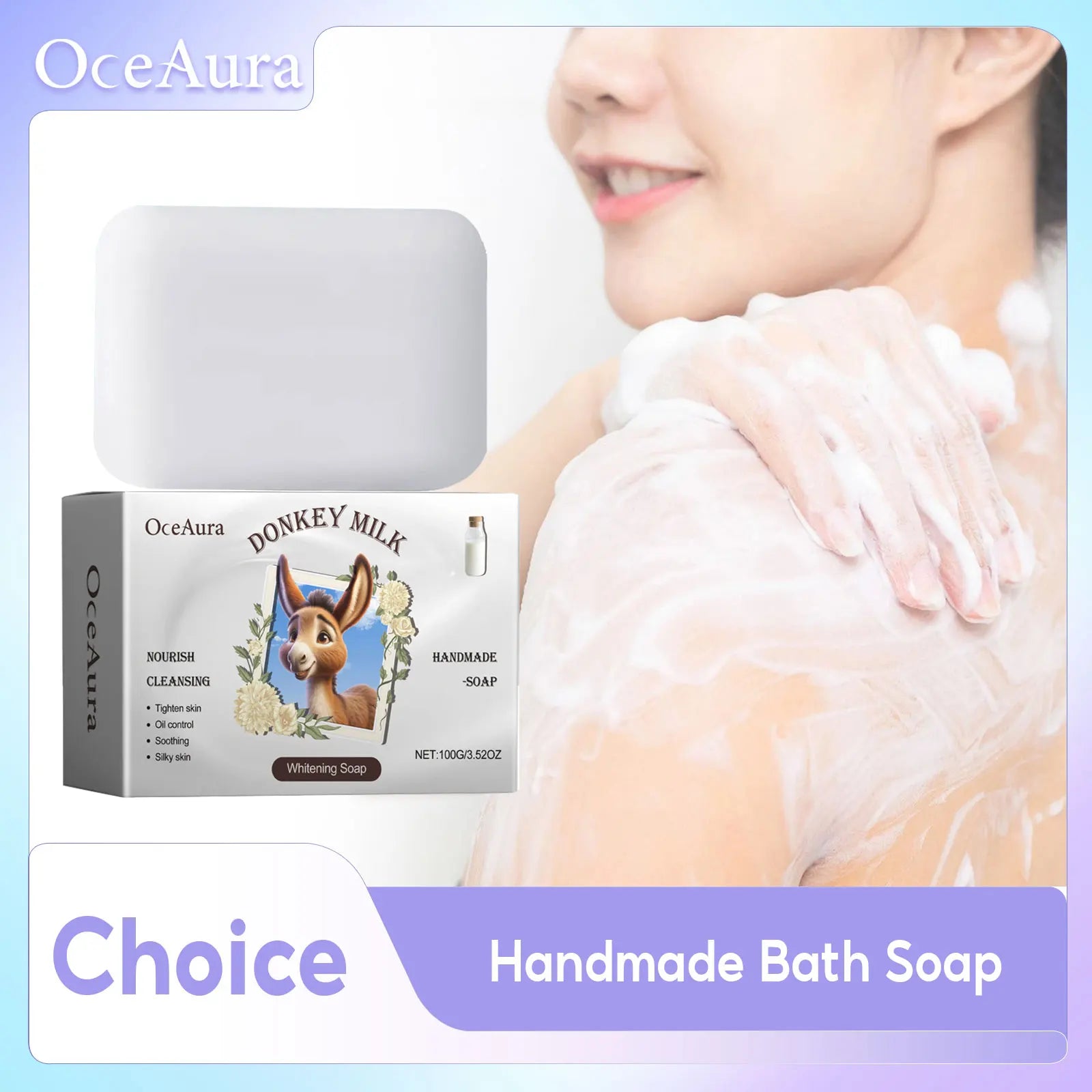 Body Cleansing Soap Moisturizing Nourishing Skin Improve Dullness Donkey Milk Soap Oil Control Exfoliator Natural Handmade Soap Qme