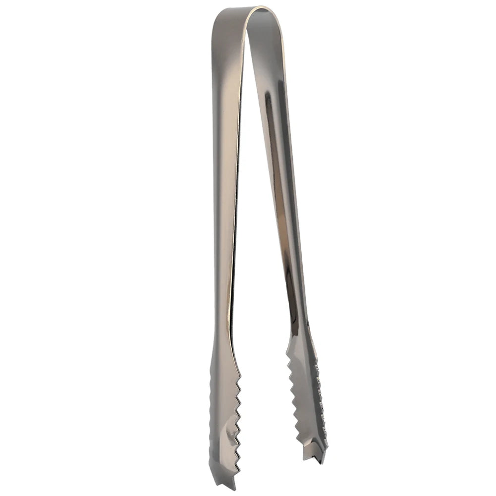 Stainless Steel Ice Tongs Food Serving Tongs with Serrated Tips Non Slip Kitchen BBQ Bar Buffet Restaurant Party Ice Cube Clip Qme Grey