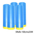 5 Rolls Masking Film for Painting Pre-Taped Drop Cloth PE Film Automotive Paint Coverage Sheet for Kitchen Fume Furniture Dust Qme 5 Rolls