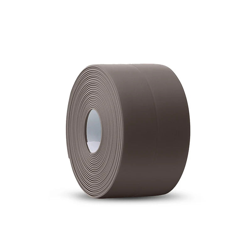 3.2M Bath Caulk Tape Self Adhesive Waterproof Toilet Sealing Strip Tape PVC Oil-Proof Kitchen Sink Edge Corner Wall Sticker Qme Brown 3.2M(10.5Ft) 2.2CM(0.87in)