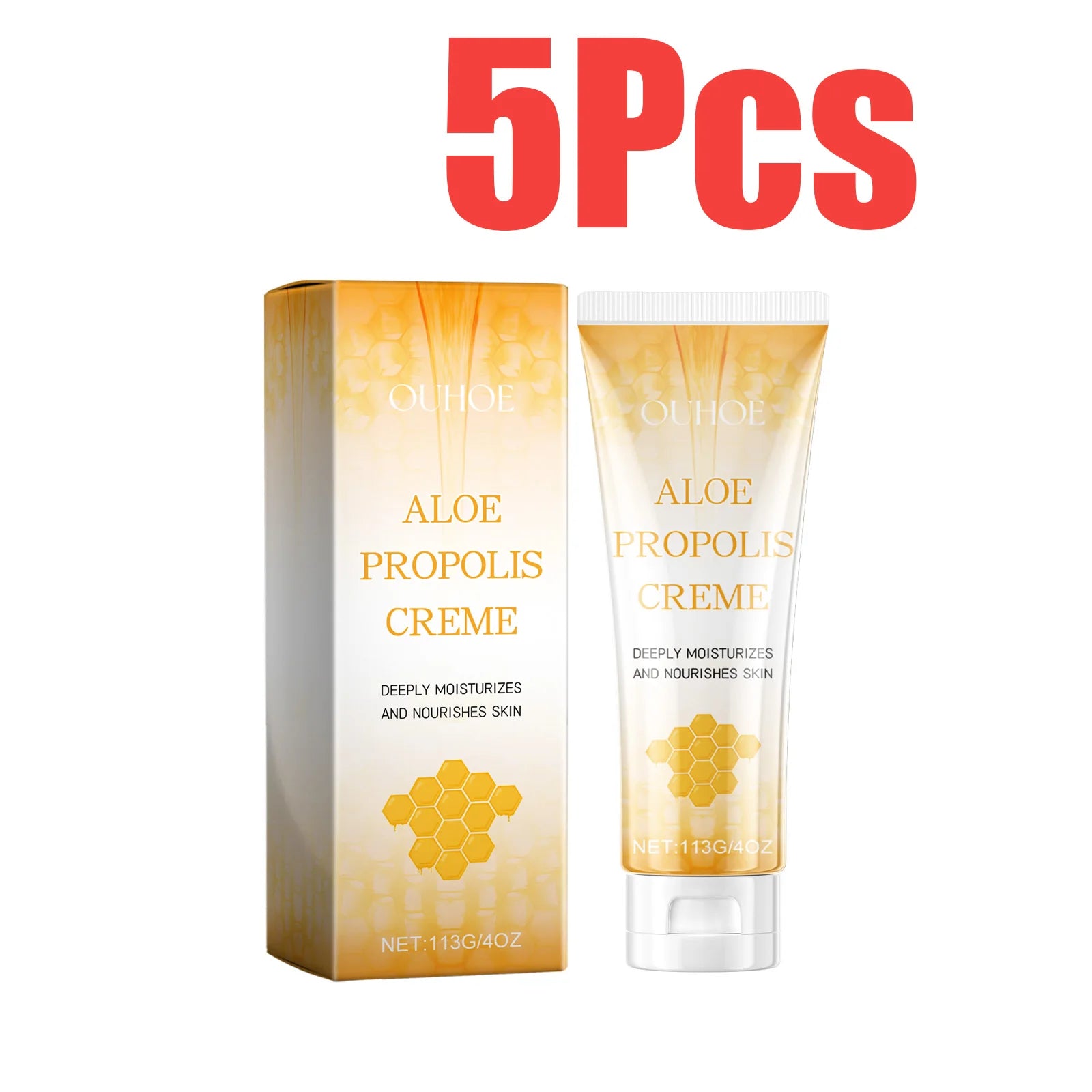 Aloe Propolis Moisturizing Cream Soothing Repairs Nourishing Wrinkles Remover Rejuvenating Brightening Face & Body Cream Qme 5 x 113g Boxed