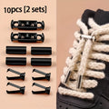 10Pcs/2set Spring Buckle No Lace Rope Lock - No Installation, for shoelaces, hoodies, jackets, pants and cable finishing Qme 10pcs Black