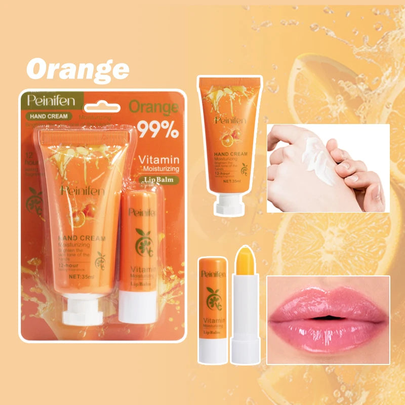 Hand Lip Care Containing Natural Ingredients Vitamin E Nourishes Skin Qme orange
