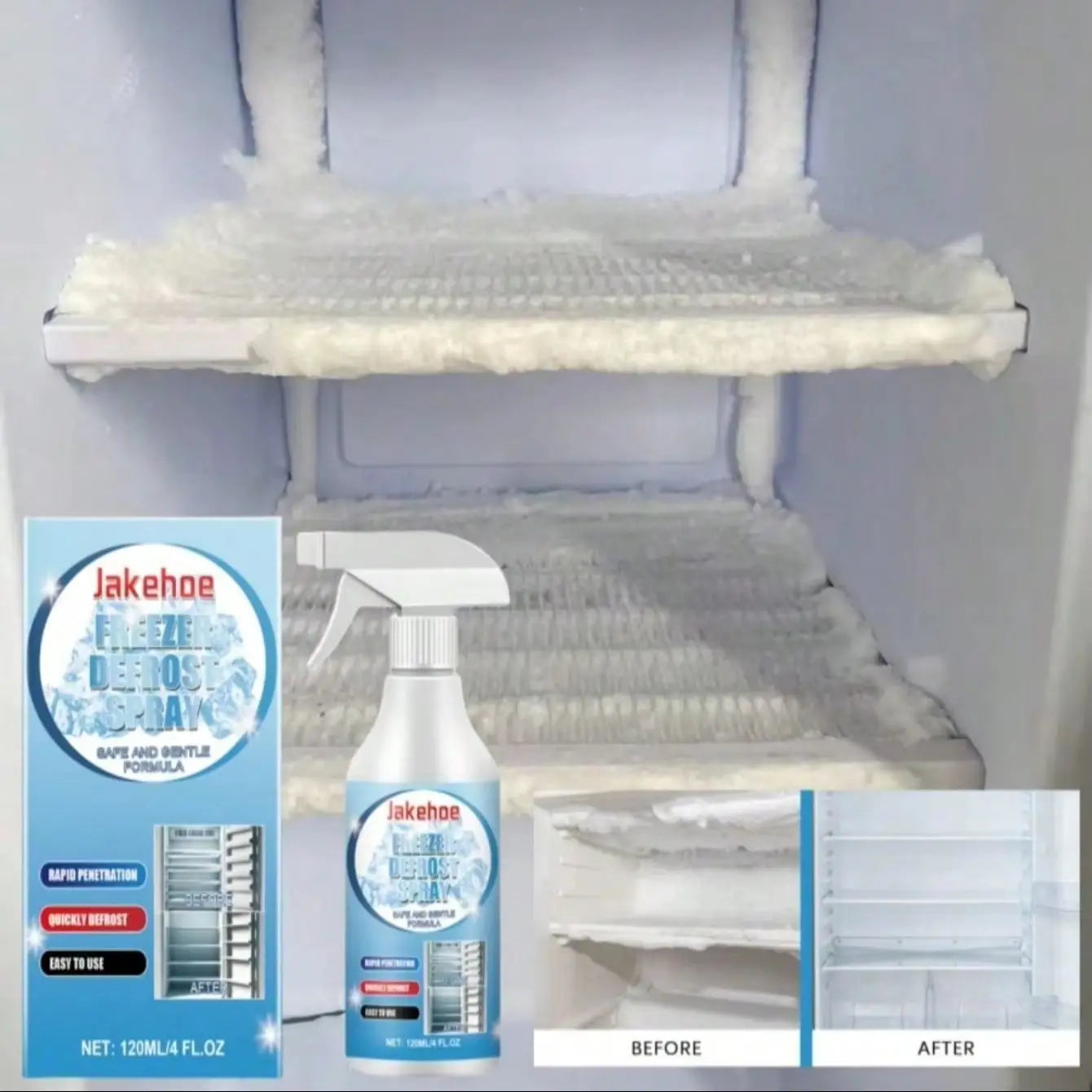 Jakehoe Refrigerator Defrosting Spray Deodorizing Cleaner Can Be Qme 1pc