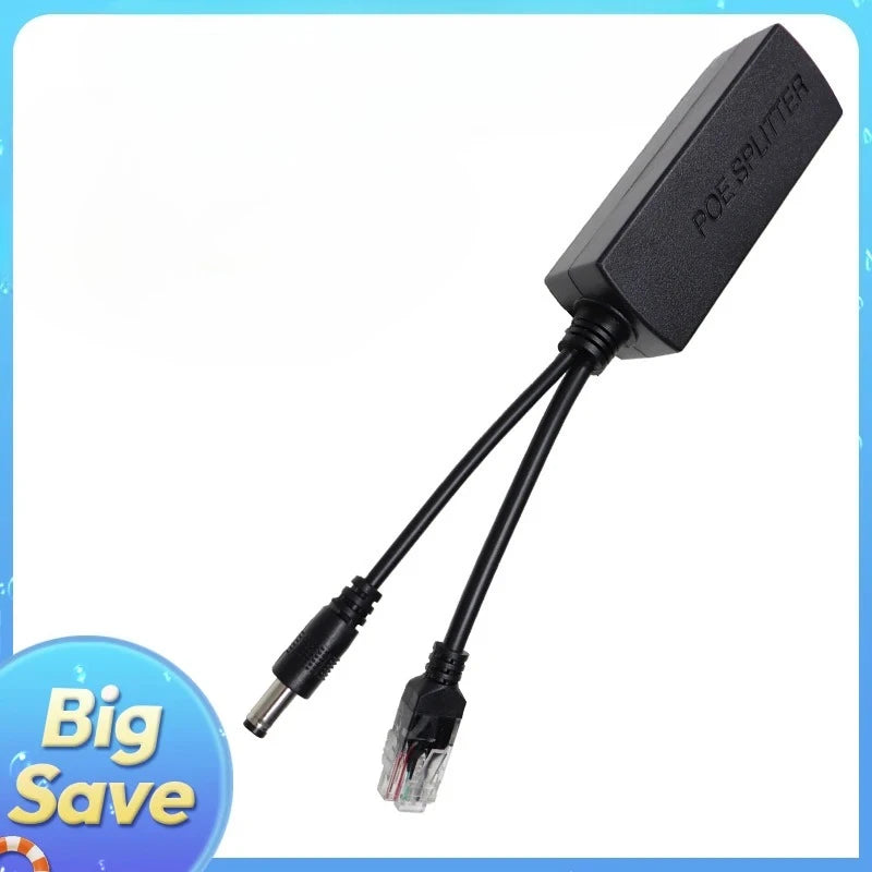 POE Splitter 24V to 12V IEEE 802.3af Output Power Over Ethernet Splitter Adapter Security System (Plug and Play) Qme Black 24Vto 12V