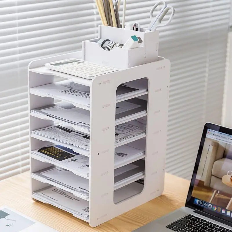 A4 Paper Desktop Storage Rack Multilayer Space-saving Desk Office Qme