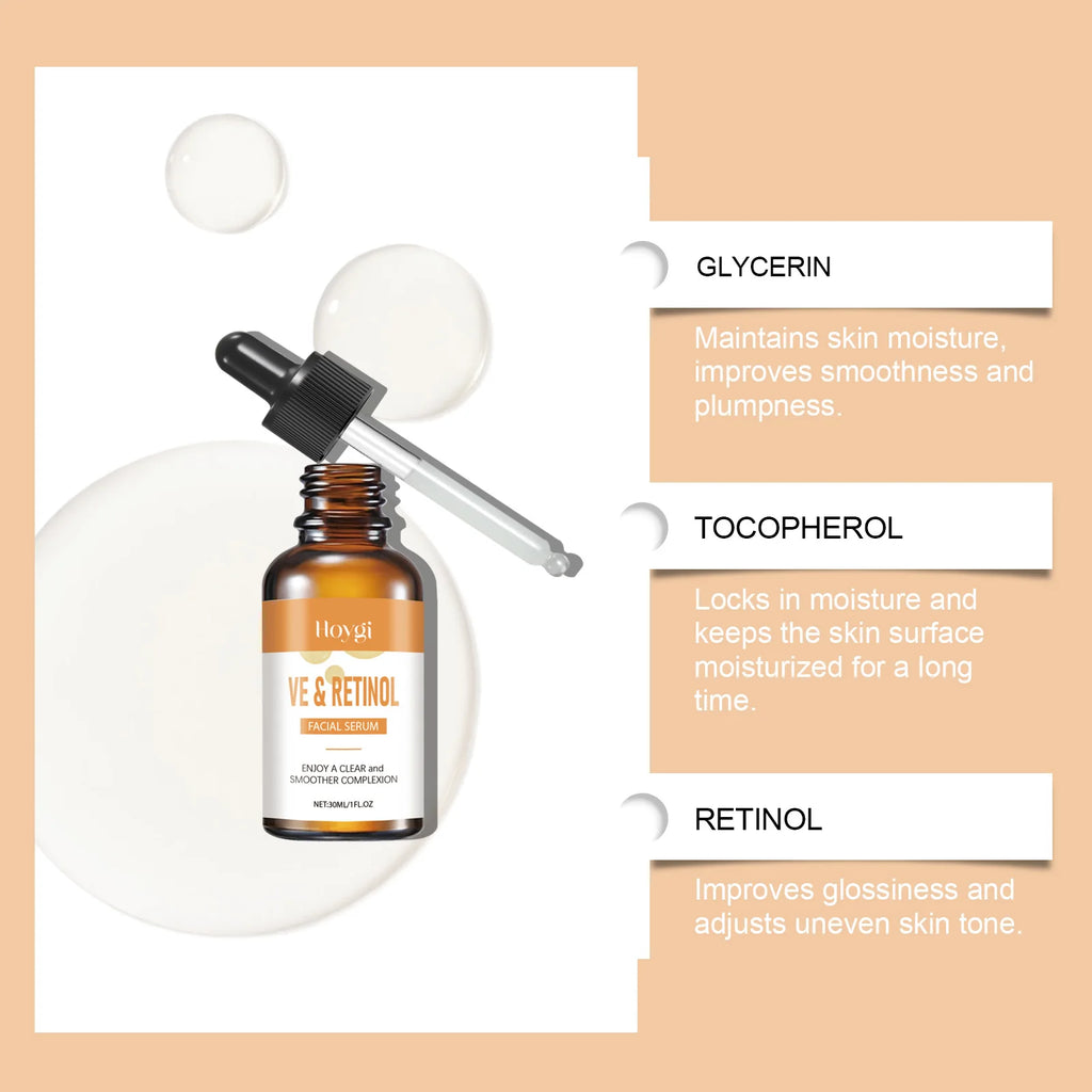 VE Retinol Facial Essence Moisturizing Nourishing Firming Lift Oil Balance Brighten Skin Tone Minimize Pores Smooth Skin Serum Qme